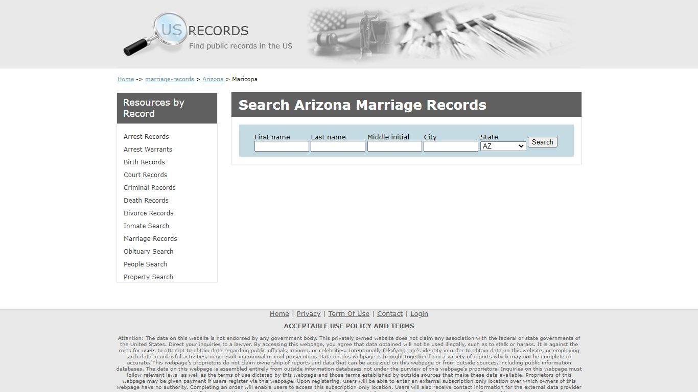 Search Marriage Records Maricopa Arizona | US Records